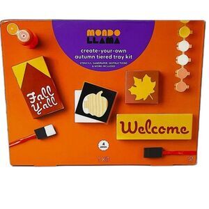 Mondo Llama Kids & Adults Create Your Own Autumn Tiered Tray Fall Craft Kit New!